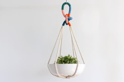 Color Block Sculptural Macrame Plant Hanger – 28” Limited Edition Hanging Planter | Plants & Landscape by Freefille