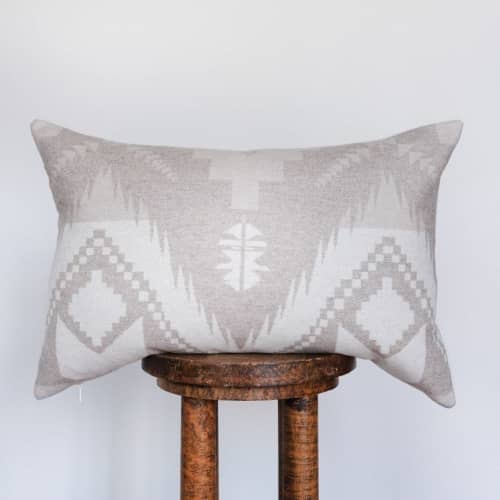 Taupe & Cream Aztec Wool Lumbar Pillow 16x24 | Pillows by Vantage Design