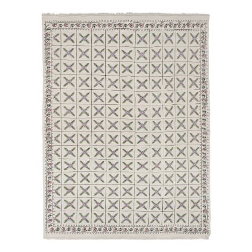 Vintage Unusual Design Aubusson Turkish Kilim Rug 5'1''x6'7' | Area Rug in Rugs by Vintage Pillows Store. Item composed of cotton & fiber