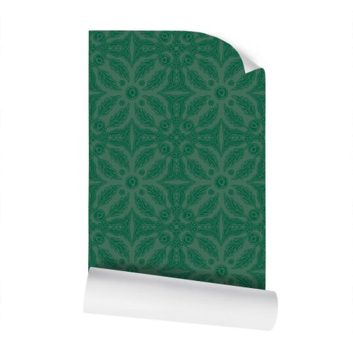 Sargassum Seaweed II - Green Pattern | Wallpaper in Wall Treatments by Sean Martorana. Item made of paper