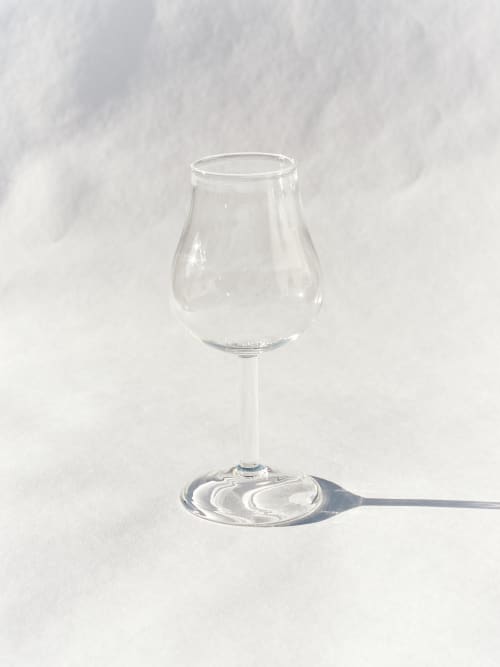 Hand Blown Tall Wine Glass in Clear | Drinkware by Barton Croft. Item composed of glass in country & farmhouse or japandi style