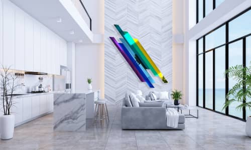 Oversized Multicolor Lines / Mirrored Acrylic Art/ Wall Art | Wall Sculpture in Wall Hangings by uniQstiQ