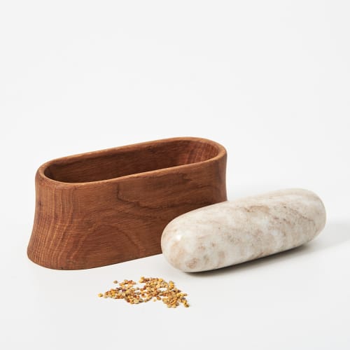 Oak Mortar and Marble Pestle | Tableware by The Collective