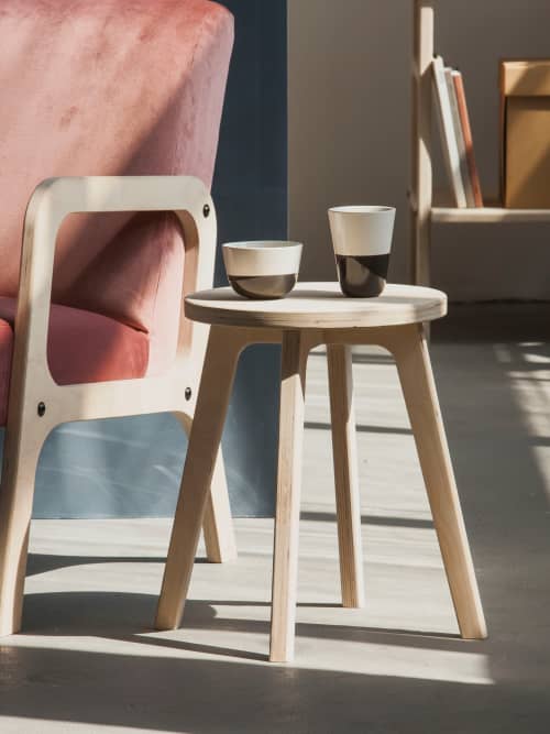 Small Wooden Stool, Scandinavian decor side table Short Wood | Chairs by Plywood Project. Item composed of wood in minimalism or mid century modern style