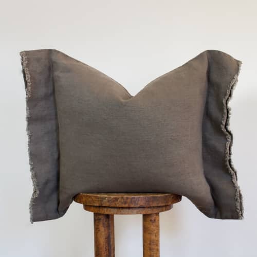 Mushroom Linen with Relaxed Flange Pillow 20x20 | Pillows by Vantage Design