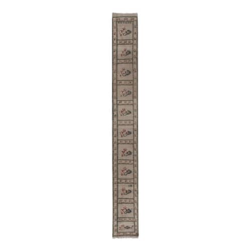 Vintage Aubusson Turkish Kilim Runner Rug With Vase Motifs | Area Rug in Rugs by Vintage Pillows Store. Item composed of wool