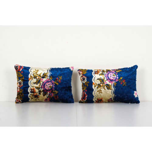Velvet Floral Pillow Cover, Set of Two Ethnic Rectangular | Sham in Linens & Bedding by Vintage Pillows Store. Item made of cotton with fiber