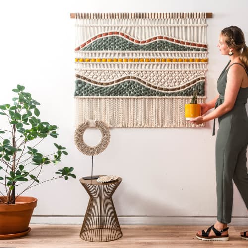 Woven Wall Tapestry - ADRIANA | Wall Hangings by Rianne Aarts / Teddy and Wool Studio. Item made of cotton with fiber