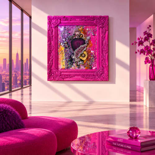 Cosmic Cat On Candy Rock | Mixed Media by Heirloom Wild by Candace Marquette