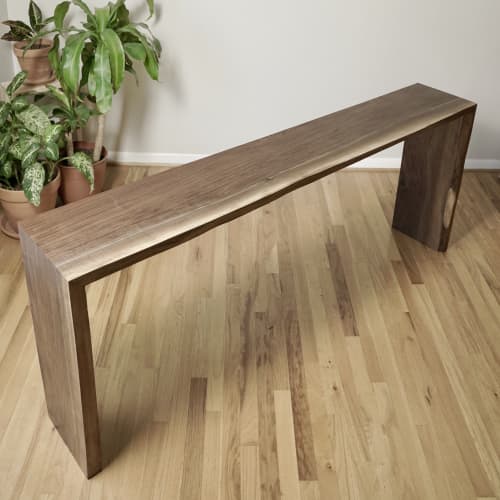 Walnut Live Edge Waterfall Console Table | Tables by Crafted Glory. Item composed of walnut