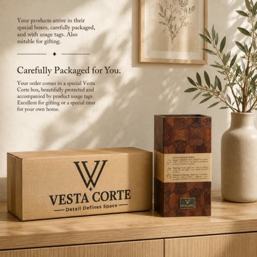 Modern Mahogany Wooden Vase, Handmade Marquetry Decor, Scandinavian Minimalist Home Accent, Housewarming Gift | Vases & Vessels by Vesta Corte