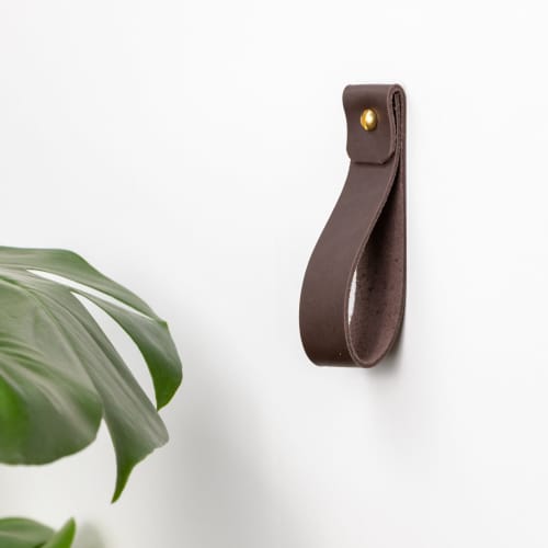 Medium Leather Wall Strap [Round End] | Storage by Keyaiira | leather + fiber | Artist Studio in Santa Rosa. Item composed of leather