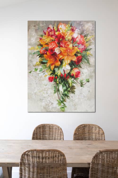 Custom Wedding bouquet painting canvas, Personalized floral by Natart ...