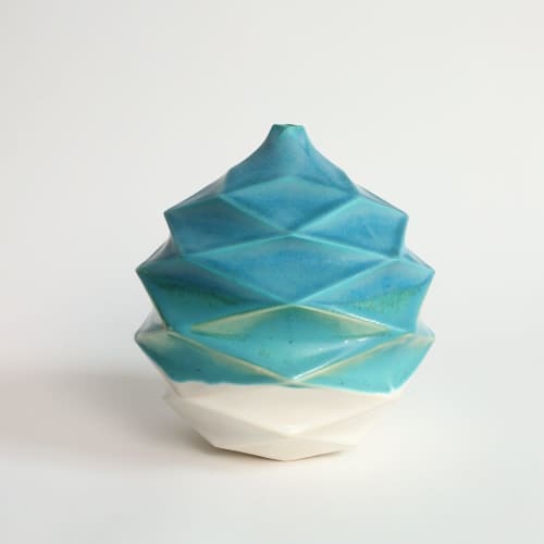 Spherical in Mediterranean Sea | Vase in Vases & Vessels by by Alejandra Design. Item composed of ceramic