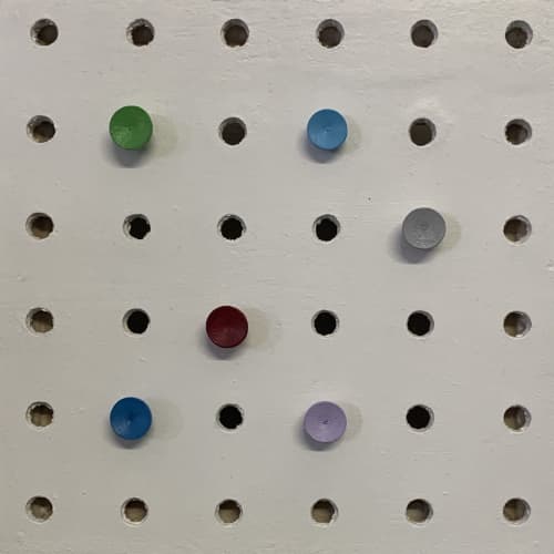 Pin Points Grey 6" x 6" | Mixed Media in Paintings by Emeline Tate. Item made of wood