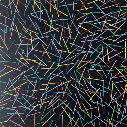Kerplunk 40"x40" | Mixed Media in Paintings by Emeline Tate. Item made of fabric with synthetic