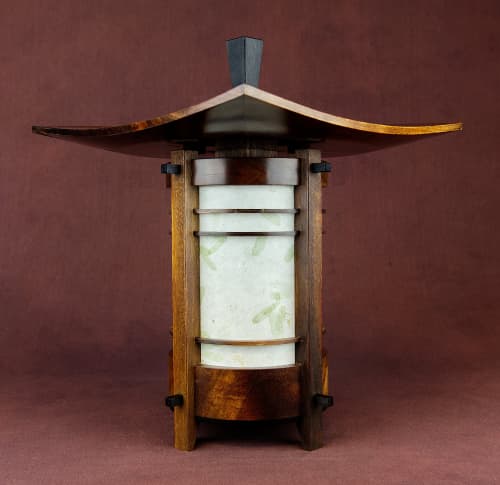 Japanese Lamp / Lantern In Black Walnut And Ebony-"Yamadera" | Table Lamp in Lamps by Studio Straylight. Item composed of walnut and paper in japandi or asian style