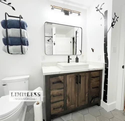 MODEL 1085 - Custom Single Sink Vanity | Countertop in Furniture by Limitless Woodworking. Item made of maple wood works with mid century modern & contemporary style