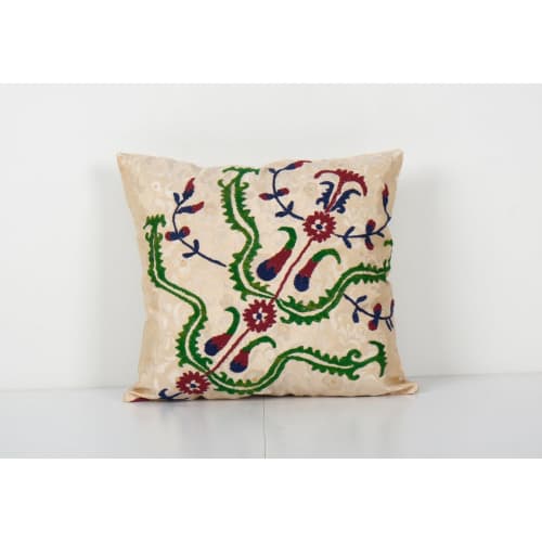 Uzbek Traditional Pastel Suzani Pillow Case, Decorative Couc | Cushion in Pillows by Vintage Pillows Store