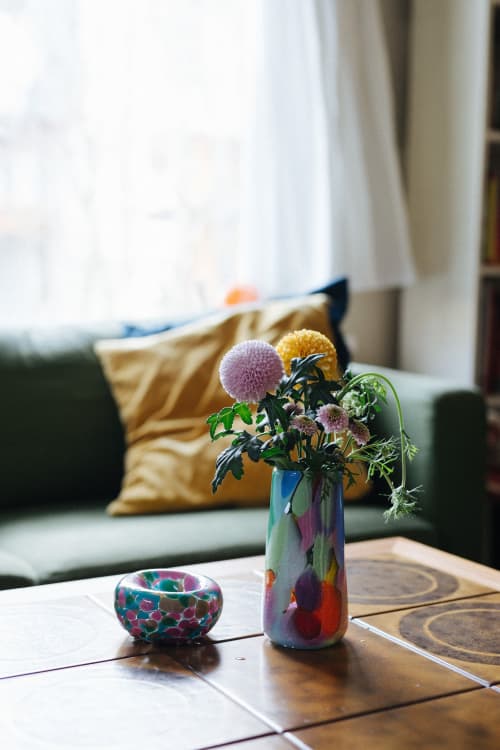 Glass Blown Bedrock Bubble Bowl | Decorative Bowl in Decorative Objects by Maria Ida Designs. Item composed of glass in mid century modern or contemporary style