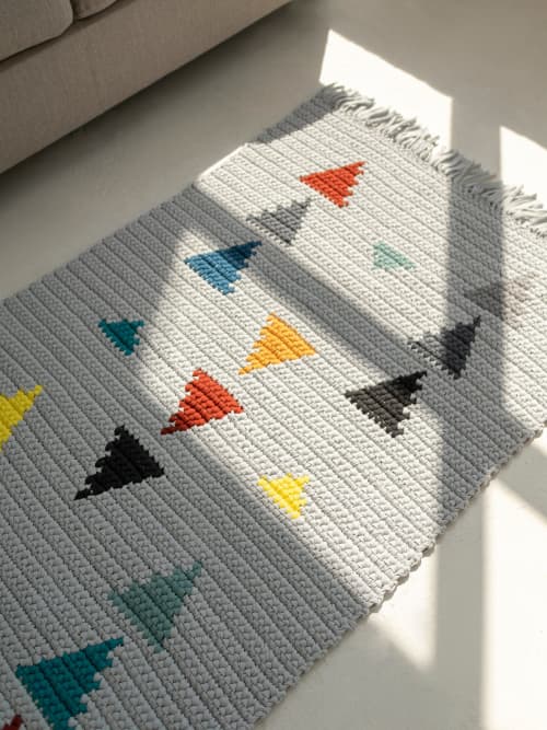 Rectangular rug with color triangles | custom colors and des | Area Rug in Rugs by Anzy Home. Item made of fabric