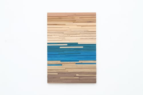 Transition Blue, 22"x32" | Wall Sculpture in Wall Hangings by Craig Forget. Item composed of oak wood compatible with mid century modern and contemporary style