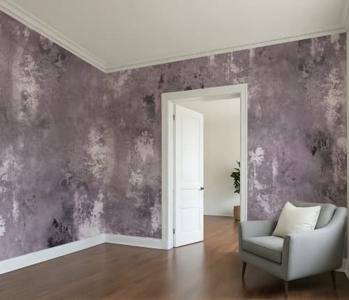 Soft Aubergine Plaster - Luxe Textures Luxury Wallpaper Mural | Wall Treatments by ELLE WALLS
