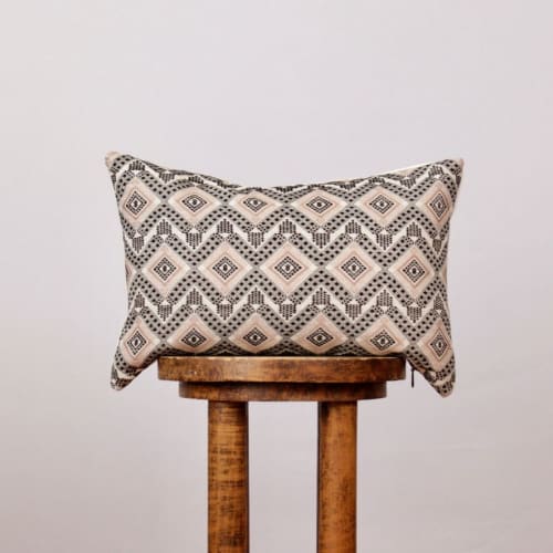 Woven Diamond Medallion Decorative Lumbar Pillow 12x18 | Pillows by Vantage Design