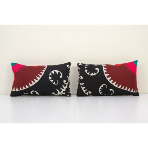 12" x 20" Uzbek Vintage Suzani Cushion Cover | Pillows by Vintage Pillows Store. Item composed of fabric