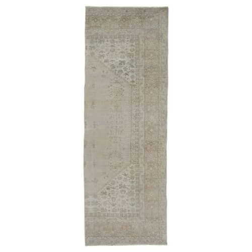 Distressed Turkish Oushak Runner 3'3" X 9'4" | Runner Rug in Rugs by Vintage Pillows Store. Item composed of cotton & fiber