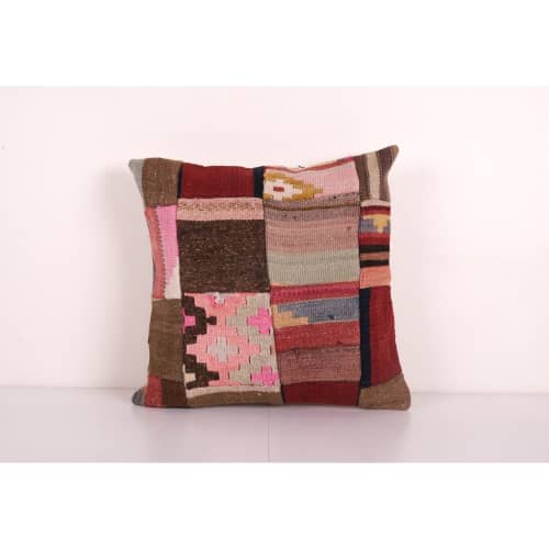 Vintage Turkish Patchwork Kilim Pillow, Organic Pillow Case | Cushion in Pillows by Vintage Pillows Store