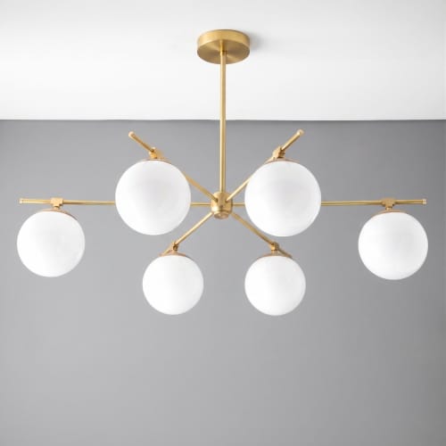 Neckless Globe - Art Deco Chandelier - Model No. 4934 | Chandeliers by Peared Creation. Item composed of brass and glass