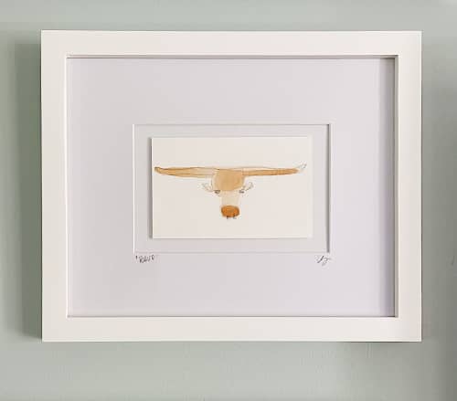 Framed Longhorn Painting | Paintings by carrie song