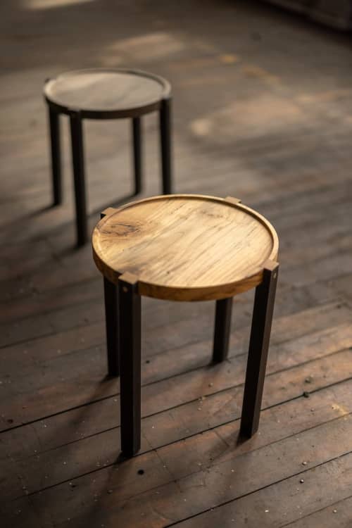 Black and Gold Round Modern Side Table | Waverly | Tables by Alabama Sawyer