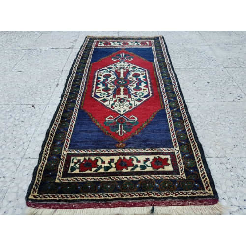 Vintage Woven Small Yastik Rug ,Turkish Traditional Wool Rug | Small Rug in Rugs by Vintage Pillows Store. Item composed of wool & fiber