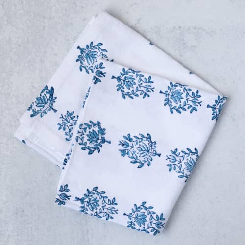 Table Runners - Lotus, Lotus Blue & Navy | Linens & Bedding by Mended. Item made of cotton