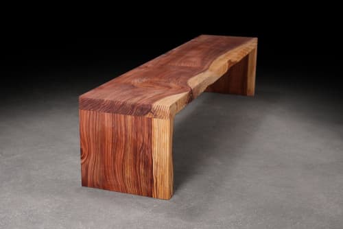 Redwood Slab Outdoor Bench | Benches & Ottomans by Urban Lumber Co.. Item composed of wood