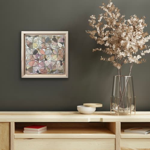 "Broken Window to the Past" 12x12 inch Geometric Abstract | Oil And Acrylic Painting in Paintings by Katie Willes. Item composed of wood and synthetic
