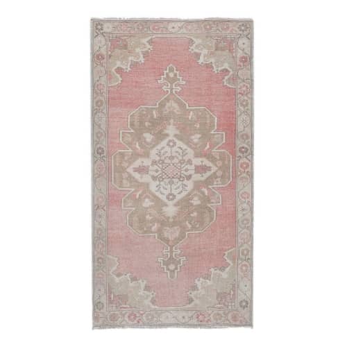 Vintage Pale Turkish Oushak Carpet Rug 4'6'' x 8'1'' | Area Rug in Rugs by Vintage Pillows Store. Item made of cotton with fiber