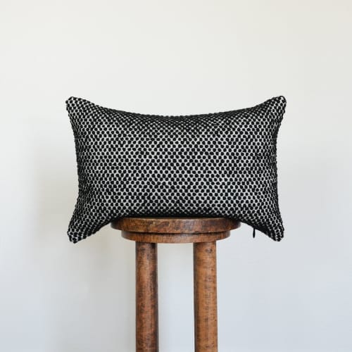 Woven Black Dots with White Lumbar Pillow 13x20 | Pillows by Vantage Design