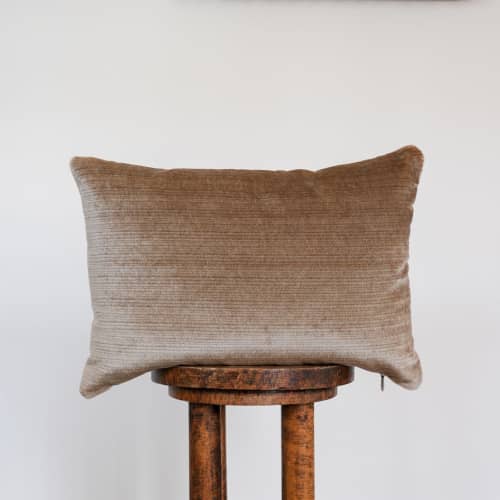 Beige Corduroy Inspired Mohair Lumbar Pillow 14x20 | Pillows by Vantage Design
