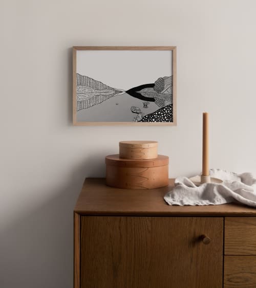 Lakeside Print, LLyn Geirionydd Drawing | Prints by Carissa Tanton. Item composed of paper