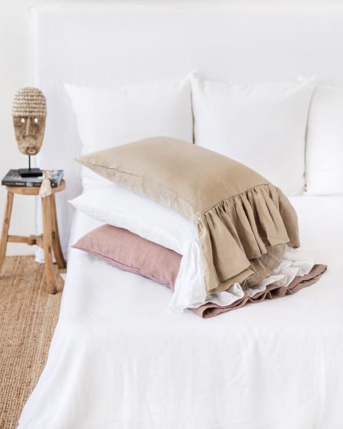 Mermaid Ruffle Linen Pillowcase | Pillows by MagicLinen. Item made of fabric