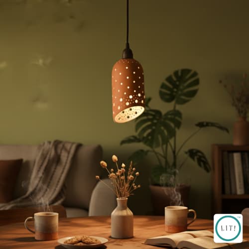 Serra Terracotta Pendant Lamp | Pendants by Lit Lamps - Sustainable Mindful Lighting. Item in asian or traditional style