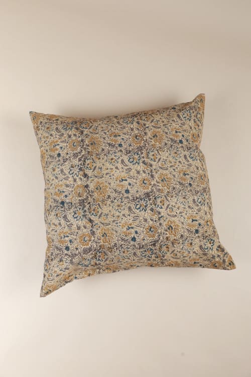 Golden Earth Kalamkari Pillow | Pillows by Ninéh