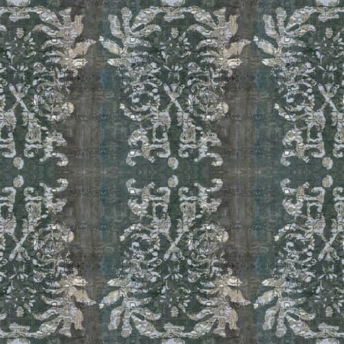 Indian Floral Waxed, Charcoal | Fabric in Linens & Bedding by Philomela Textiles & Wallpaper. Item composed of cotton
