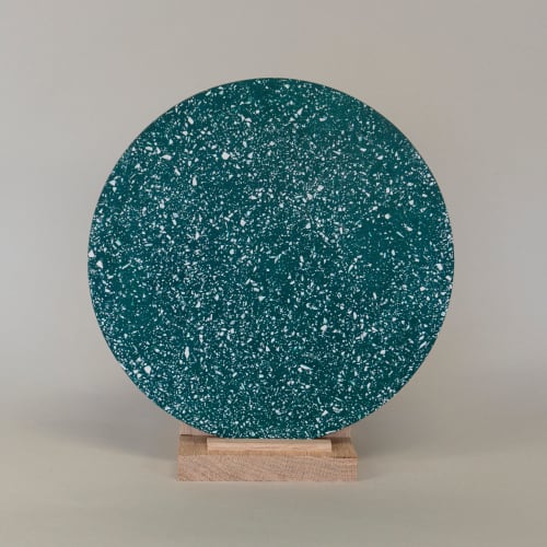 Round Terrazzo 11" - Deep Jungle Green | Decorative Tray in Decorative Objects by Tropico Studio. Item made of stoneware
