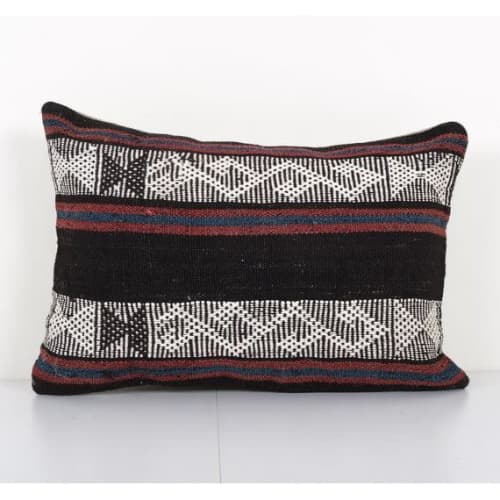 Ethnic Goat Hair Lumbar Kilim Pillow Cover from Anatolian, B | Cushion in Pillows by Vintage Pillows Store