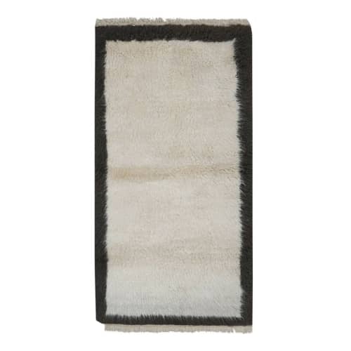 Turkey Shaggy Rug, White Hand Woven Soft Mohair Wool Long | Runner Rug in Rugs by Vintage Pillows Store. Item made of cotton with fiber
