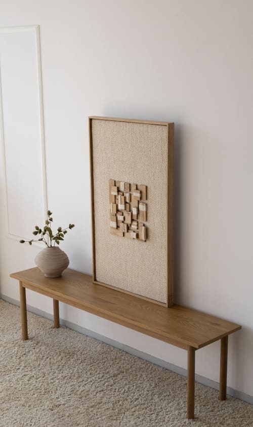 Inlay - Architectural Wood Mosaic | Tapestry in Wall Hangings by Lale Studio & Shop. Item composed of oak wood & wool compatible with minimalism and contemporary style